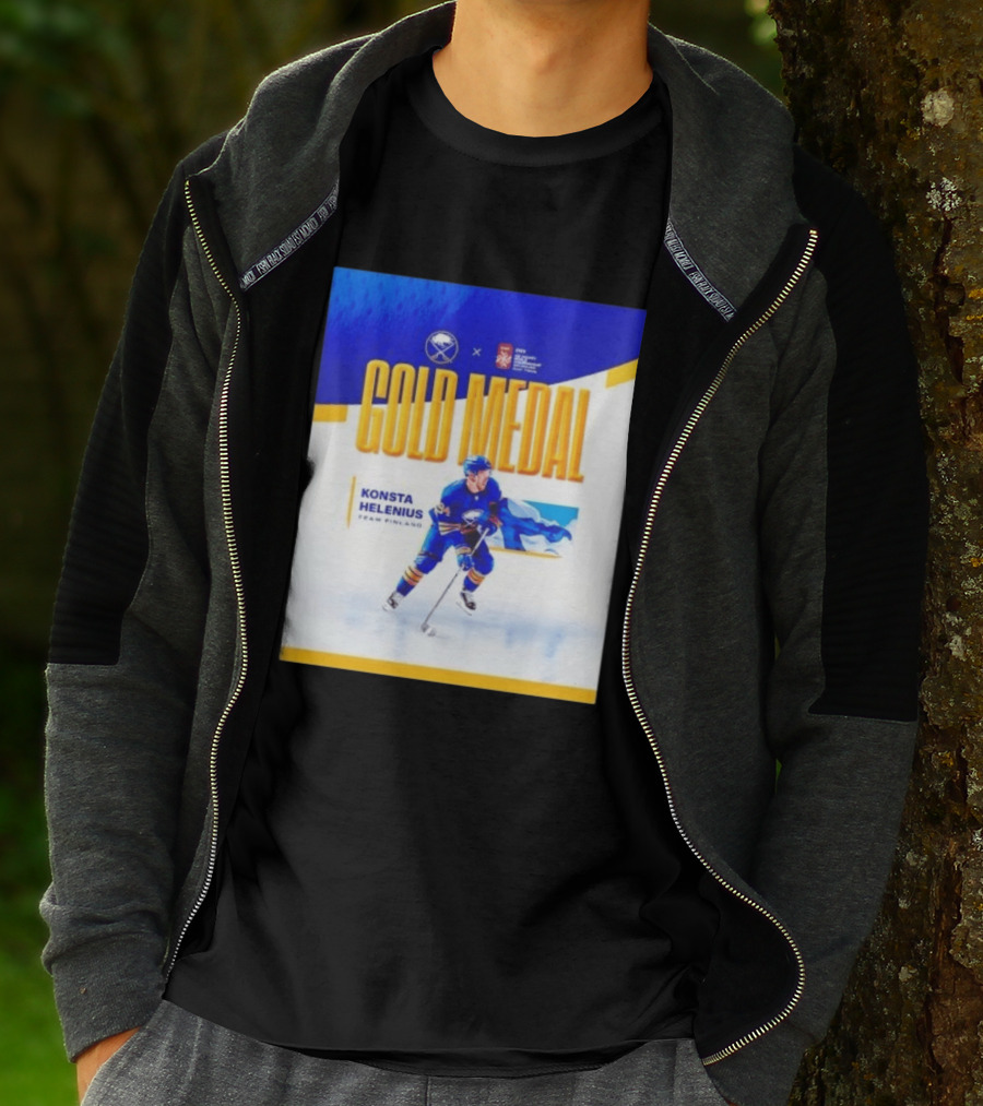Konsta Helenius Team Finland 2023 Gold Medal Hockey T-Shirt