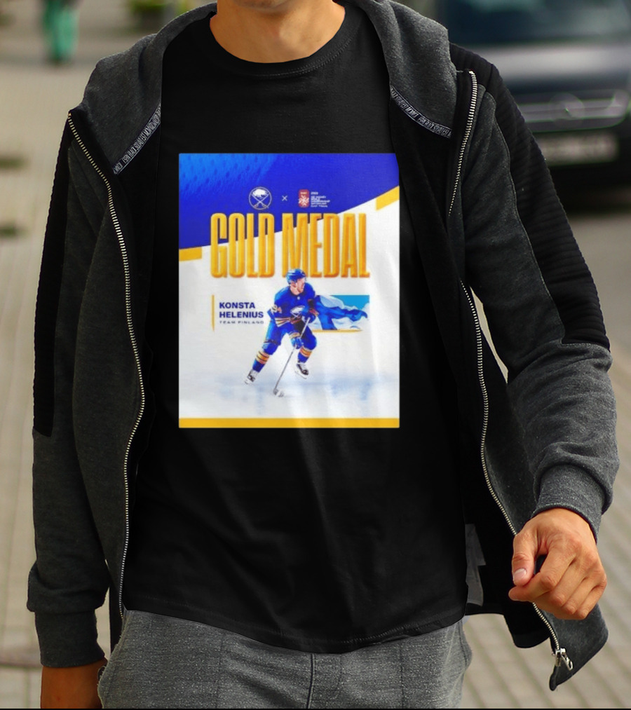 Konsta Helenius Team Finland 2023 Gold Medal Hockey T-Shirt
