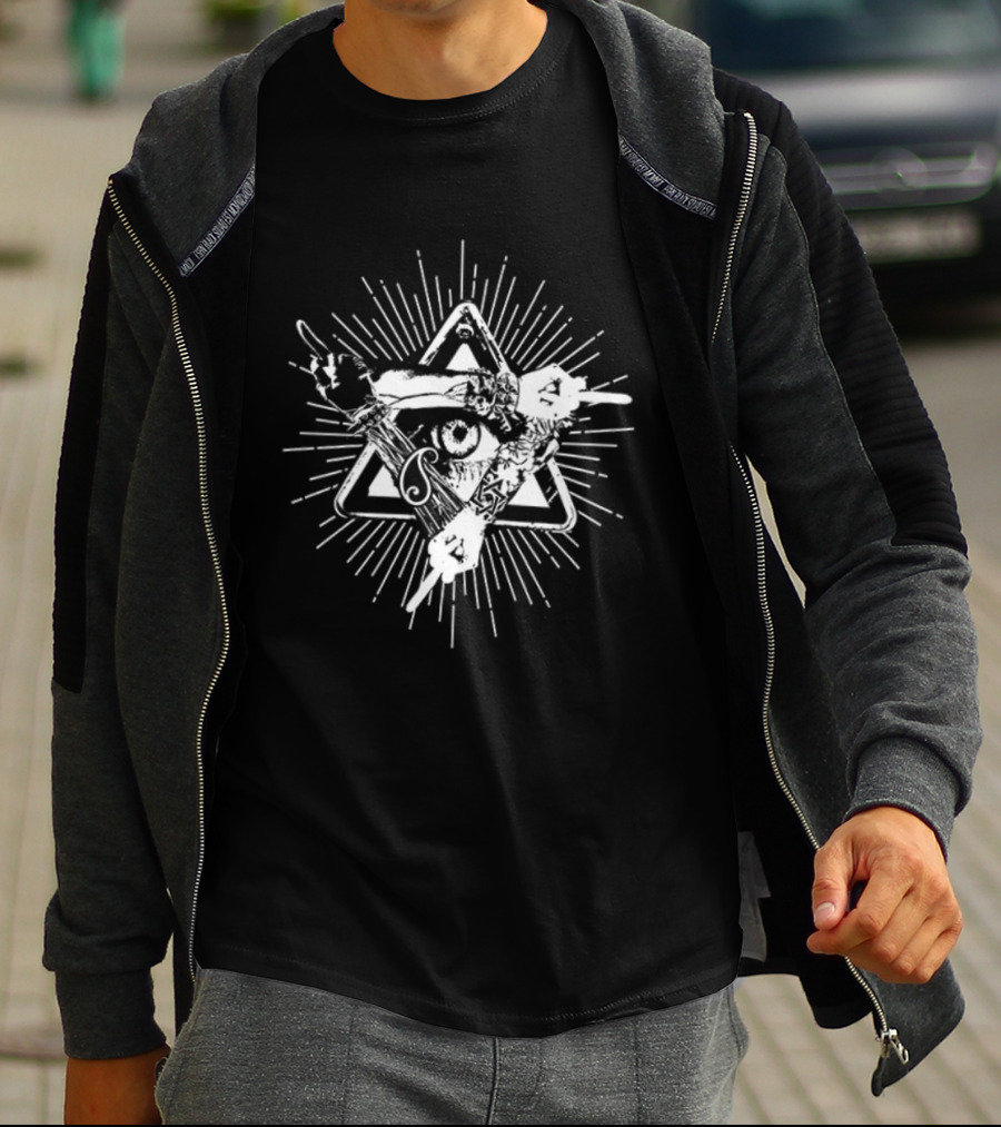 Invisible All Seeing Eye Illuminati Pyramid With Radiant Angel Amidst Stars And Numbers 369 Symbolism T-Shirt