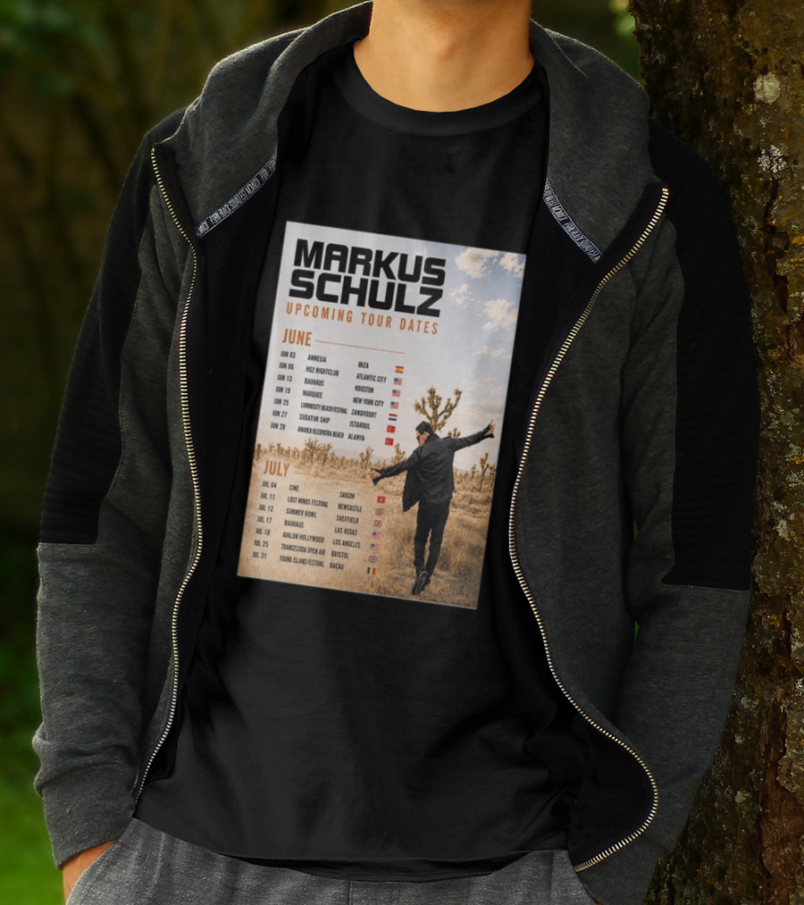 Markus Schulz Upcoming Tour Dates June July 2026 Ibiza Atlantic City Houston Las Vegas T-Shirt