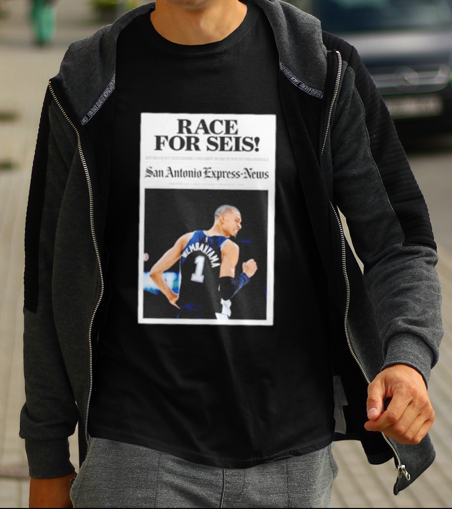 Race For Seis Victor Wembanyama Spurs NBA San Antonio Express News T-Shirt
