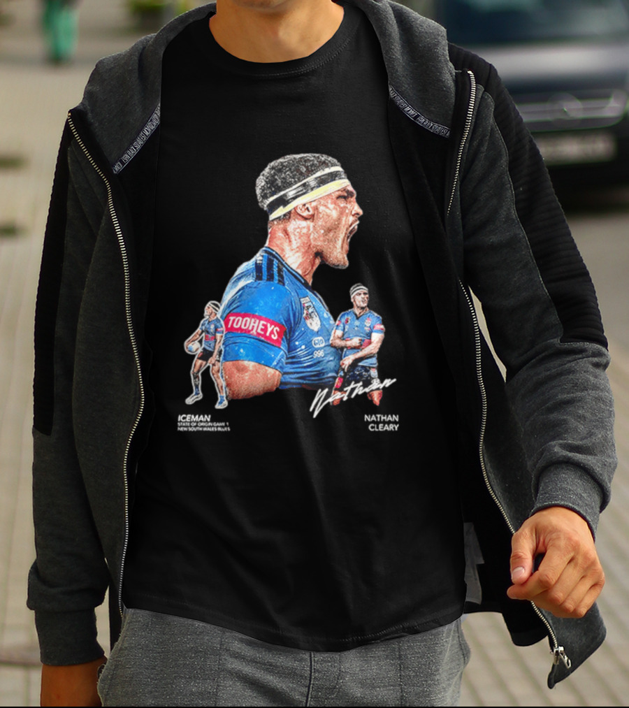 Tooheys Nathan Cleary NSW Blues Rugby Player Collage T-Shirt