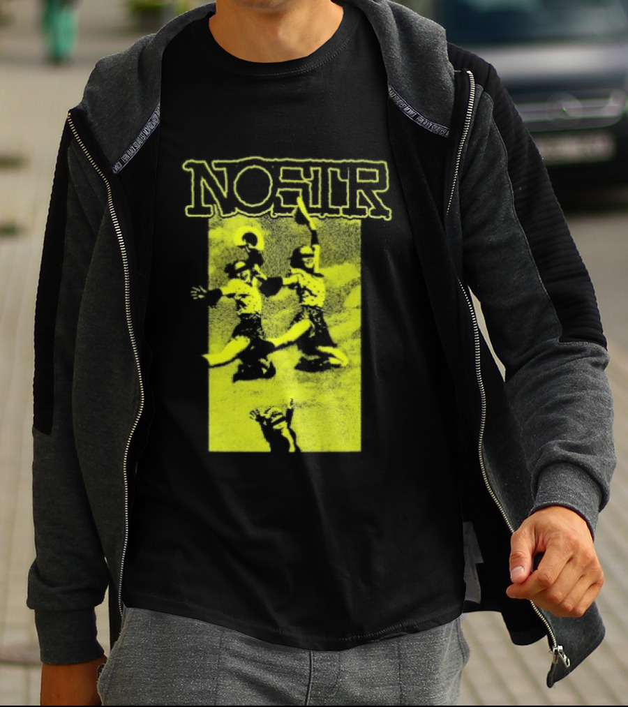 NOSTR Cheerleader Cartoon Character In Bold Font T-Shirt