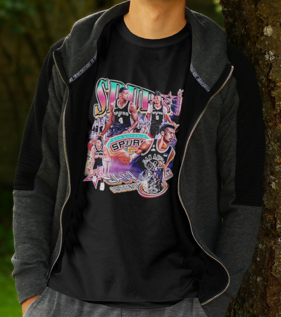 Spurs San Antonio Texas Basketball Players Collage T-Shirt