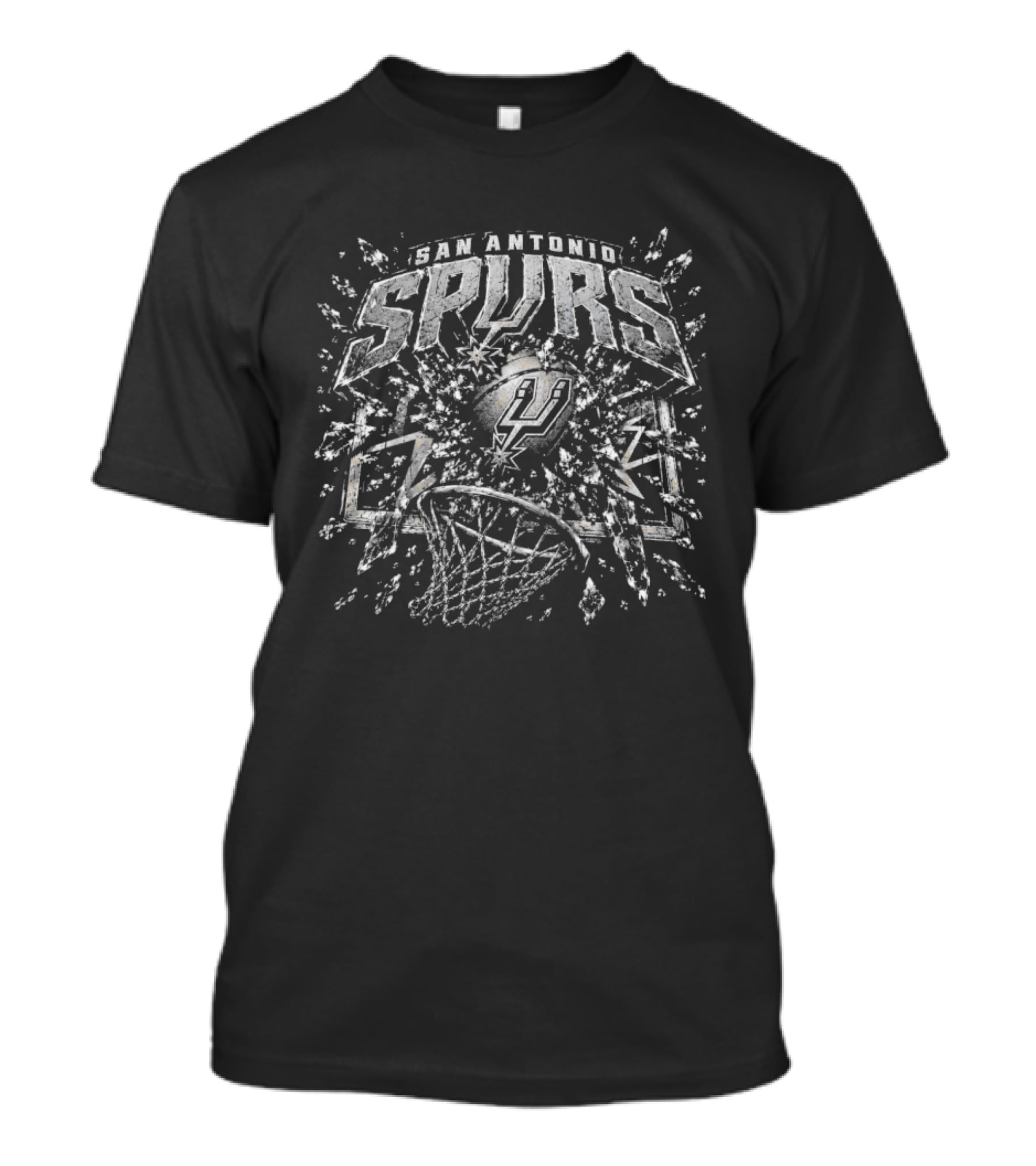 San Antonio Spurs Basketball Shattered Rim NBA T-Shirt