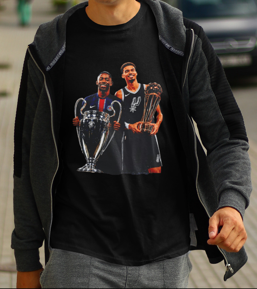 Ousmane Dembele PSG UEFA Champions League Victor Wembanyama San Antonio Spurs NBA Trophy T-Shirt