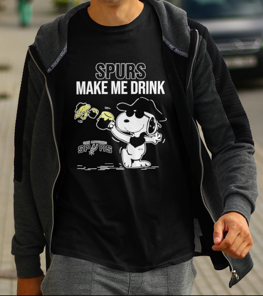 Snoopy Cowboy Spurs Make Me Drink San Antonio Spurs T-Shirt