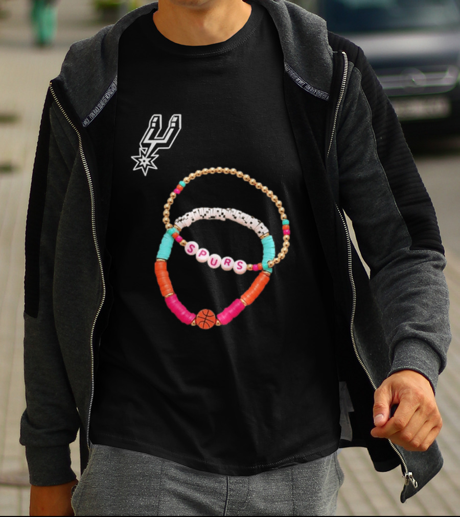 San Antonio Spurs Beaded Bracelet Set Basketball Fan Accessories T-Shirt