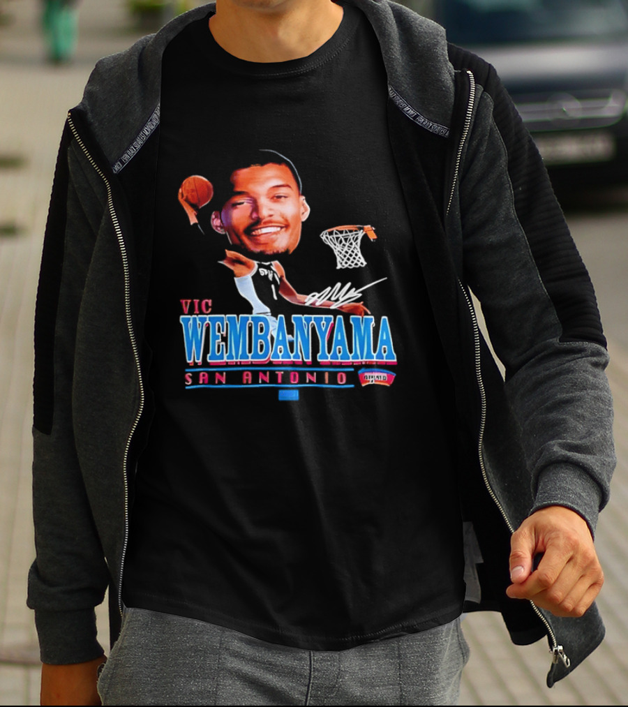 Vic Wembanyama Dunking San Antonio Spurs Autograph T-Shirt