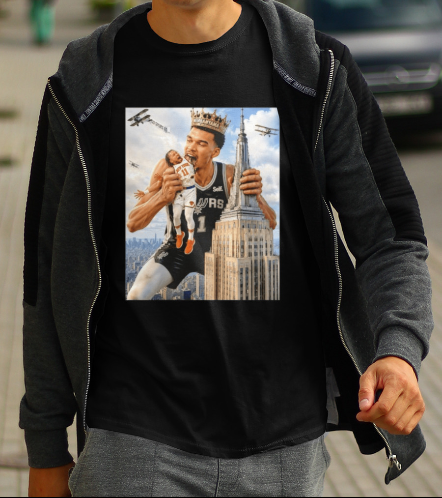 Victor Wembanyama Spurs Empire State Building Jalen Brunson Let's Go Spurs T-Shirt