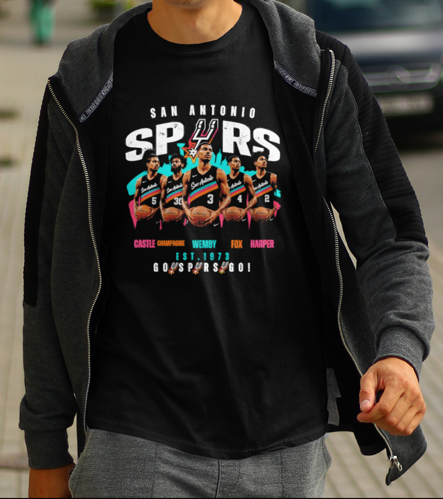 San Antonio Spurs Victor Wembanyama Castle Fox Harper Est. 1973 Go Spurs Go T-Shirt