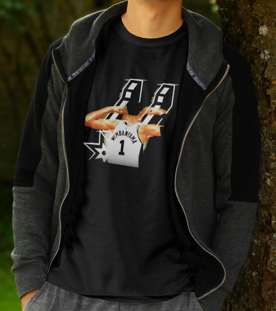 Wembanyama Flexing Back View Number 1 San Antonio Spurs NBA T-Shirt