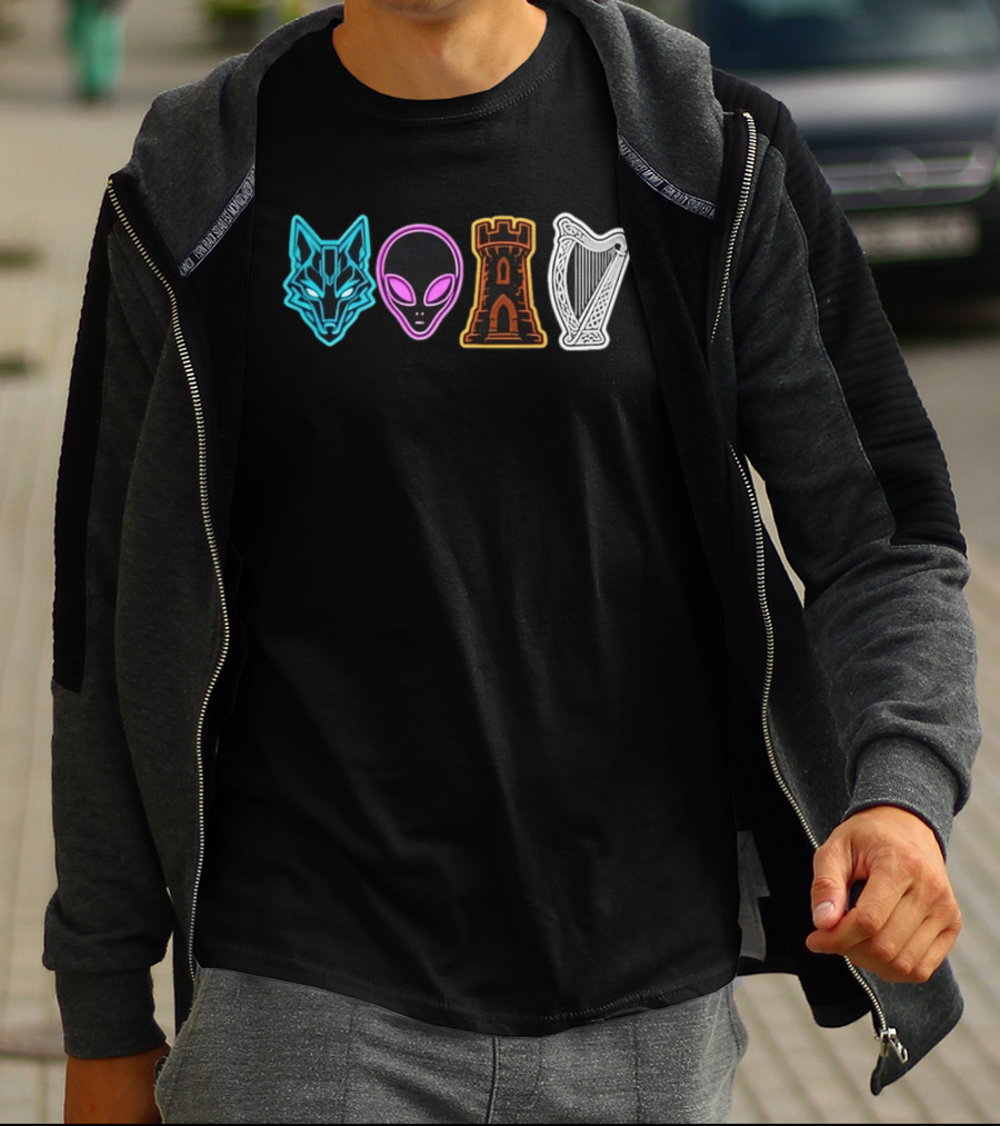 Wolf Alien Castle Harp T-Shirt