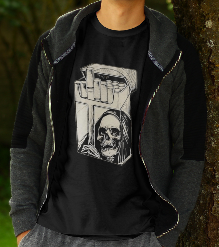 Grim Reaper Smoking Cigarette Pack T-Shirt