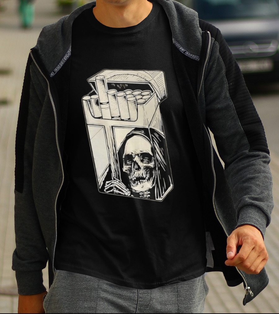 Grim Reaper Smoking Cigarette Pack T-Shirt