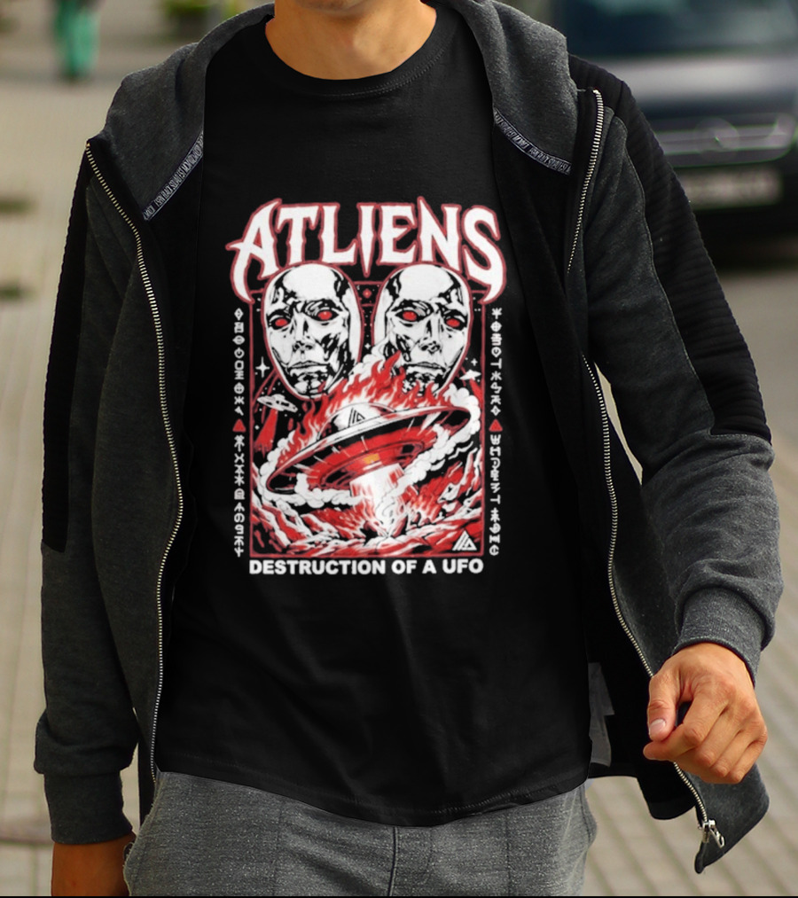 Atliens Room Six Destruction Of A UFO Attack Crew 4318 T-Shirt