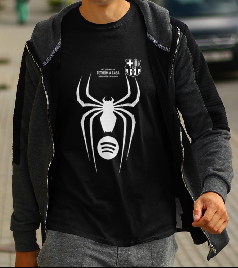 Barcelona Spider Man Venom Julian Alvarez Black Jersey Spotify T-Shirt