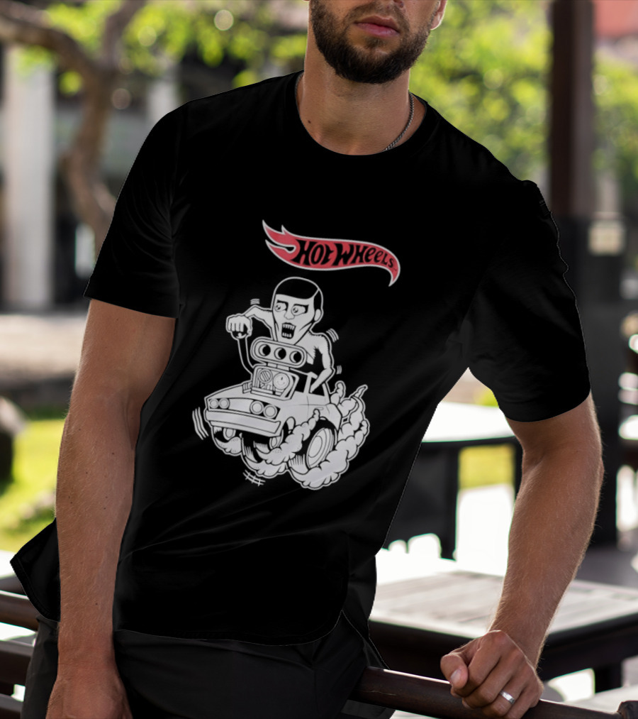 Hot Wheels Racing Car Driver Black Flame T-Shirt