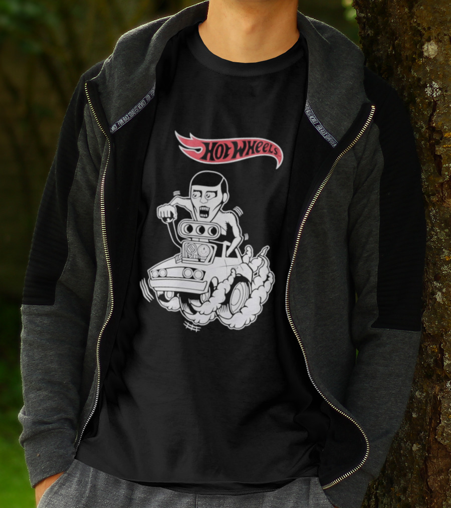 Hot Wheels Racing Car Driver Black Flame T-Shirt