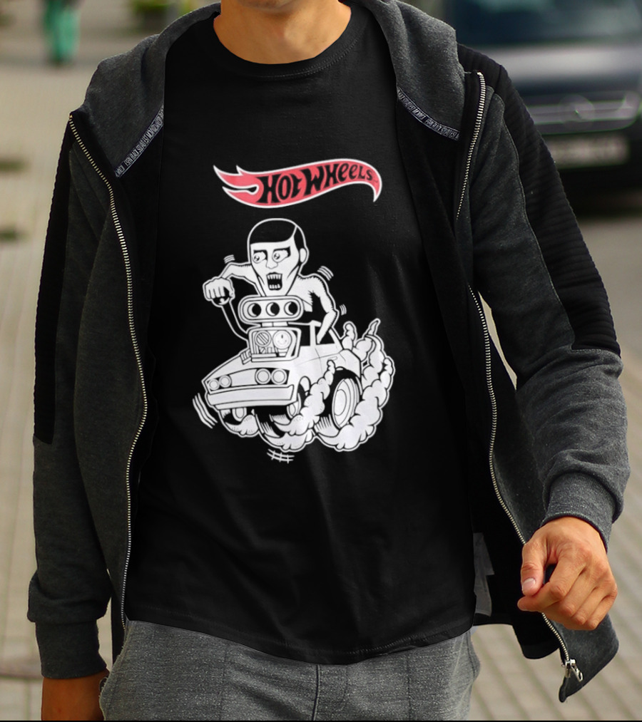 Hot Wheels Racing Car Driver Black Flame T-Shirt