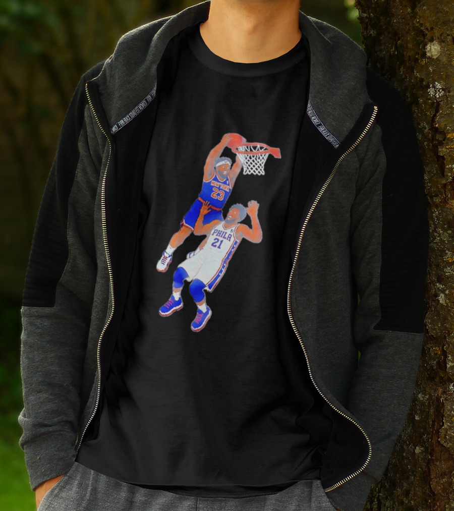 Pixel Art Basketball Dunk Mitchell Robinson New York 23 Joel Embiid PHILA 21 T-Shirt