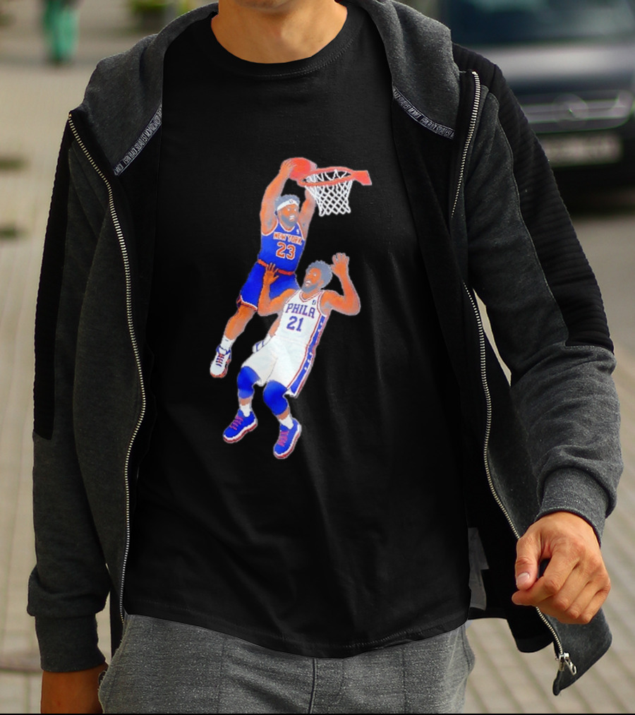 Pixel Art Basketball Dunk Mitchell Robinson New York 23 Joel Embiid PHILA 21 T-Shirt