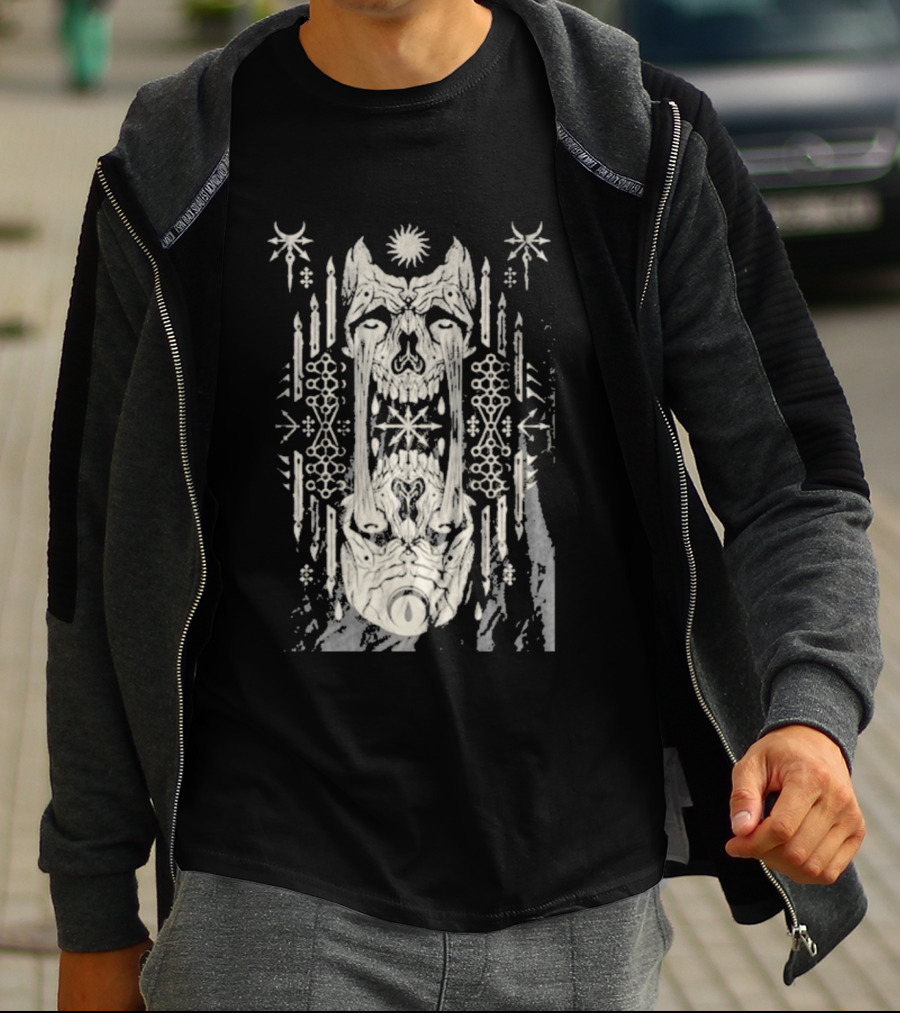 Bird Ov Prey Fire Ov The Mind Mystical Skull Candle Motif T-Shirt