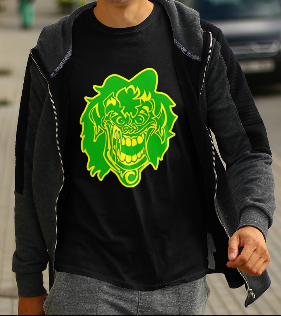 Insane Clown Posse Hatchetman Wicked Clown Face Neon Green Yellow T-Shirt