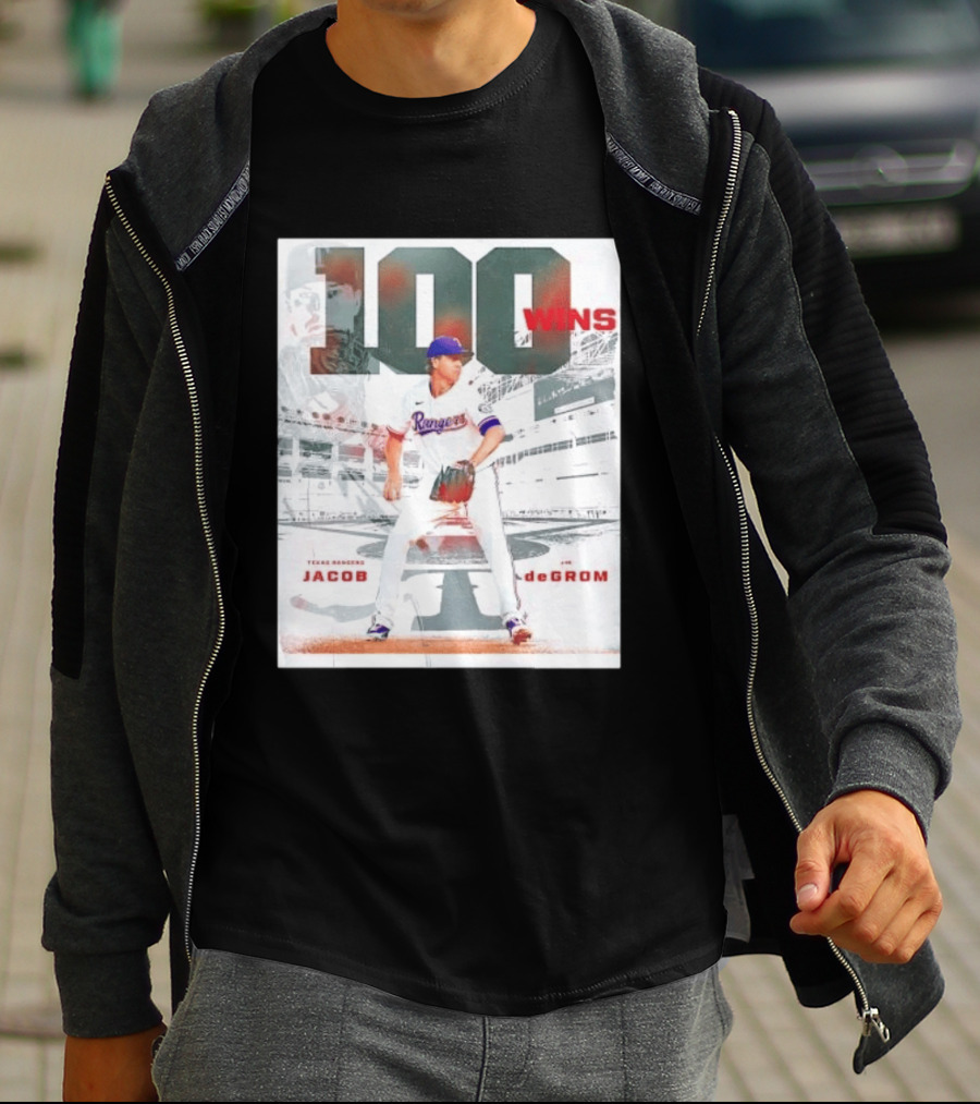 Texas Rangers Jacob DeGrom 100 Wins Achievement Baseball Celebration T-Shirt
