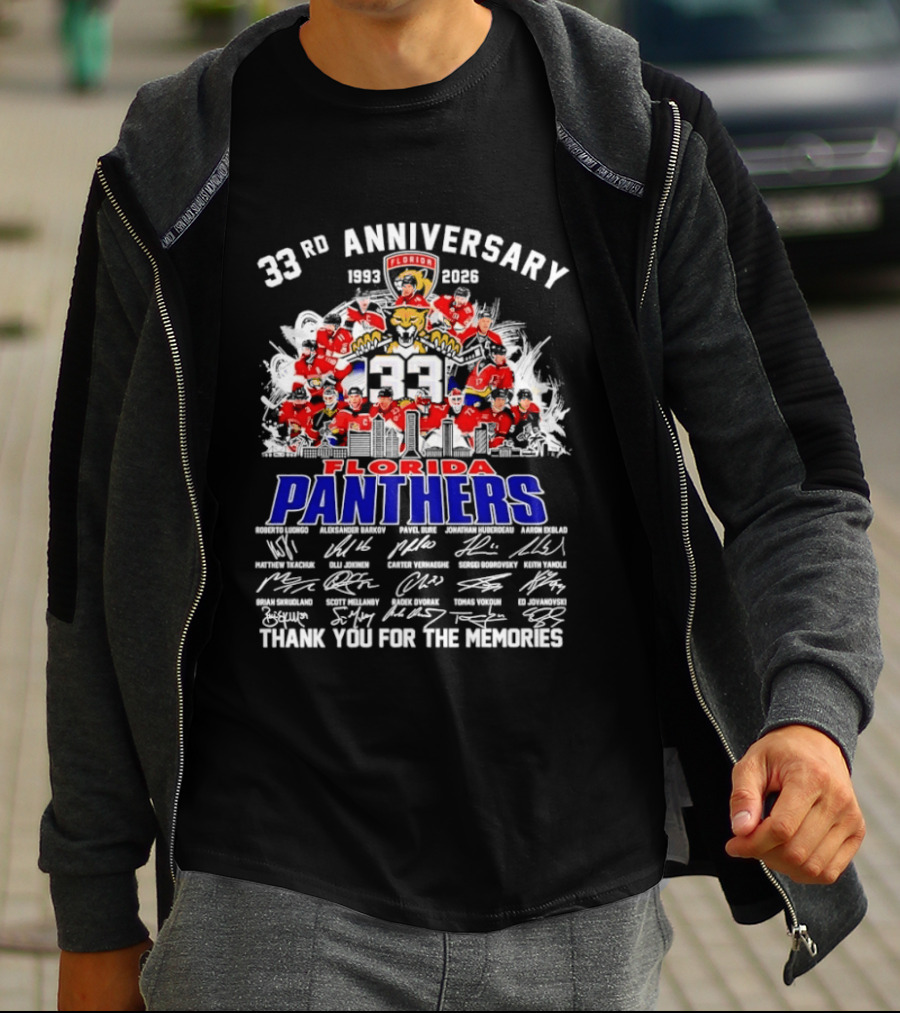 Florida Panthers 33rd Anniversary 1993 2026 Thank You For The Memories T-Shirt
