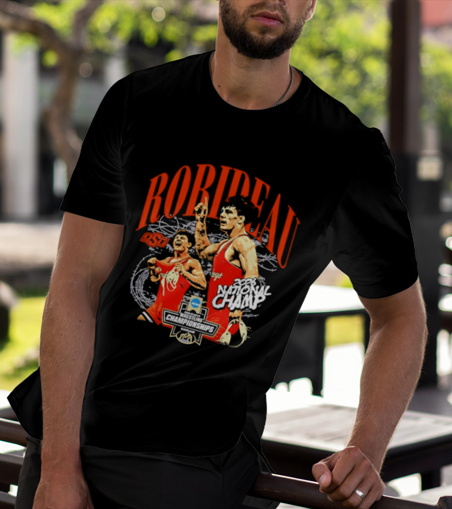 Landon Robideau Oklahoma State Wrestling 2026 National Champ Robideau NCAA T-Shirt