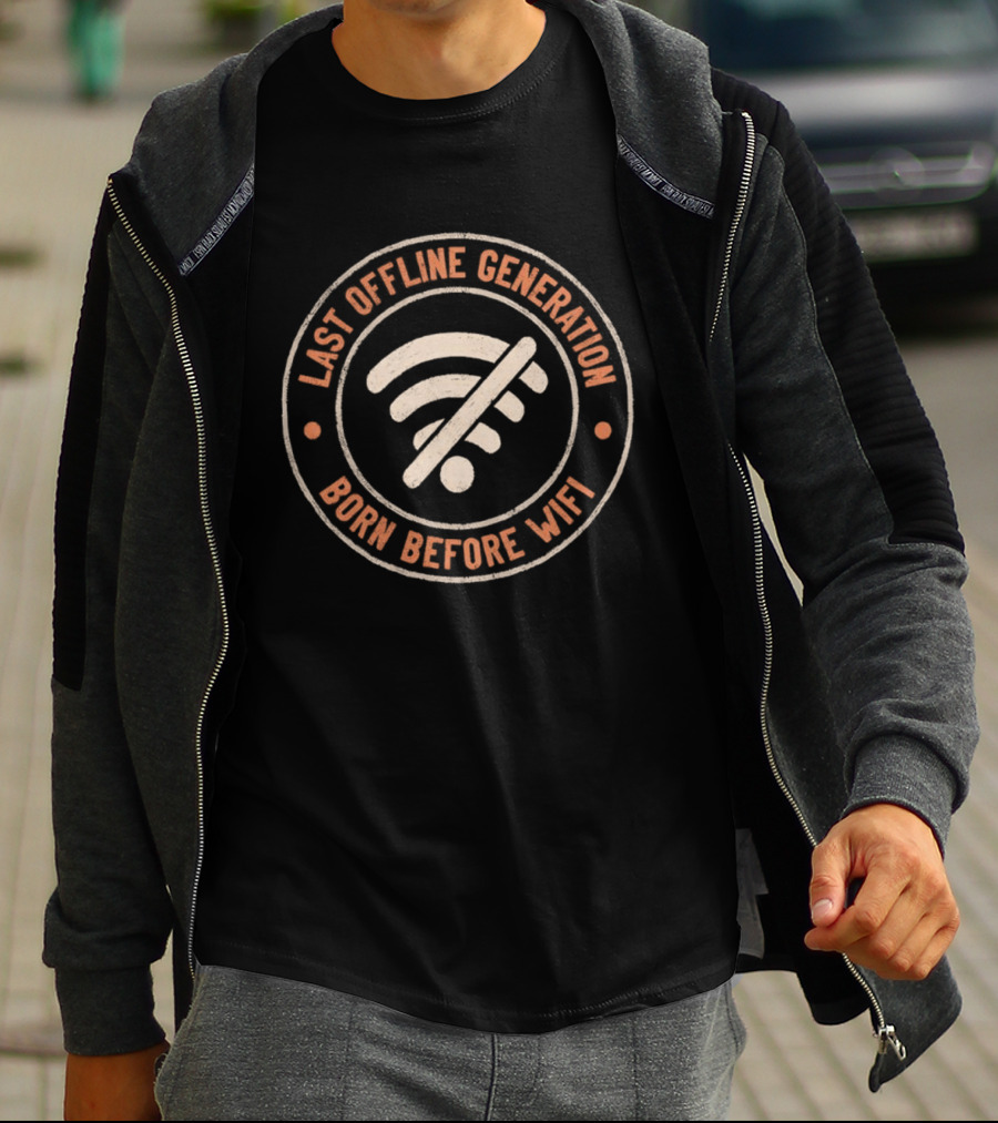 Last Offline Generation Born Before Wifi Retro Wifi T-Shirt