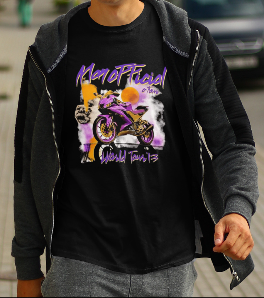 ManOfficial OTan World Tour 13 Motorcycle Purple Sunset T-Shirt