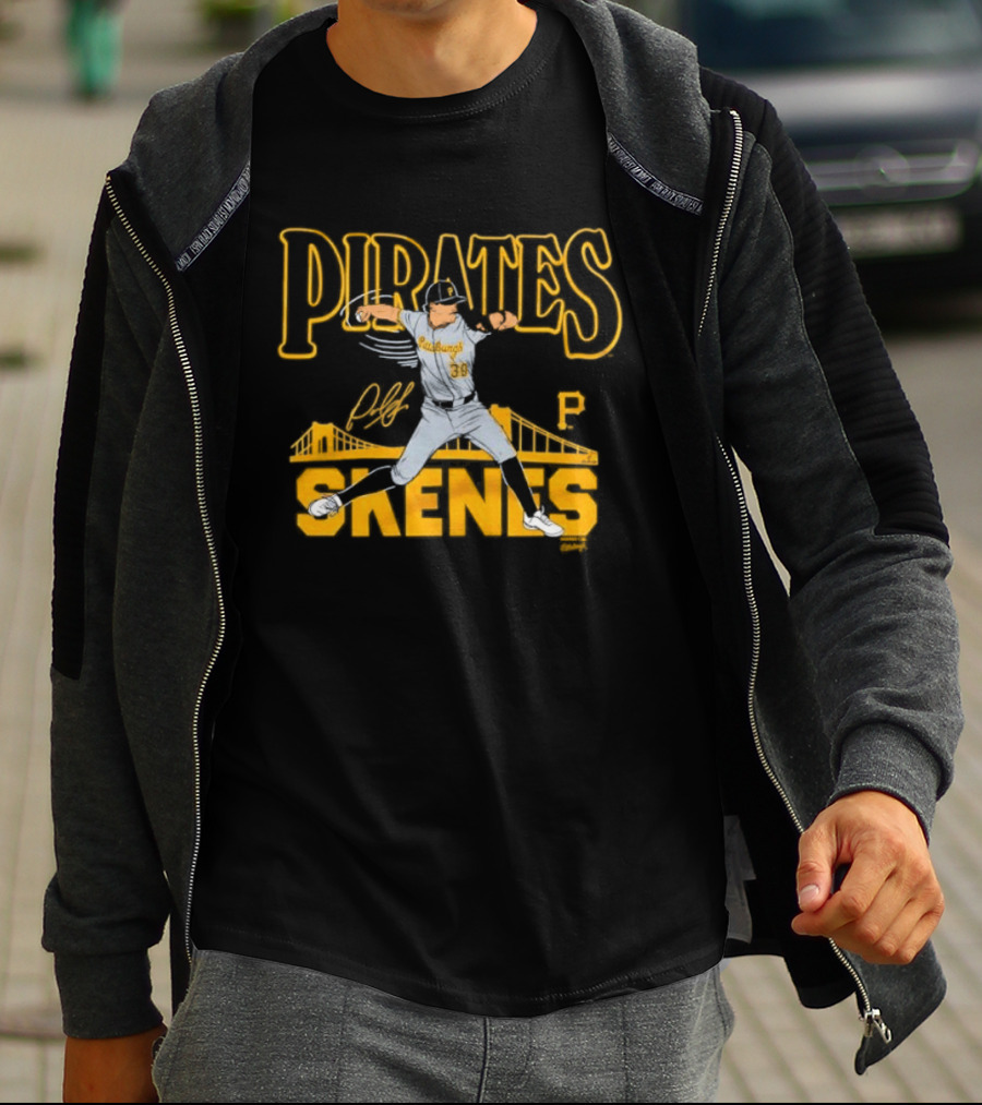 Pittsburgh Pirates Paul Skenes Signature Bridge T-Shirt
