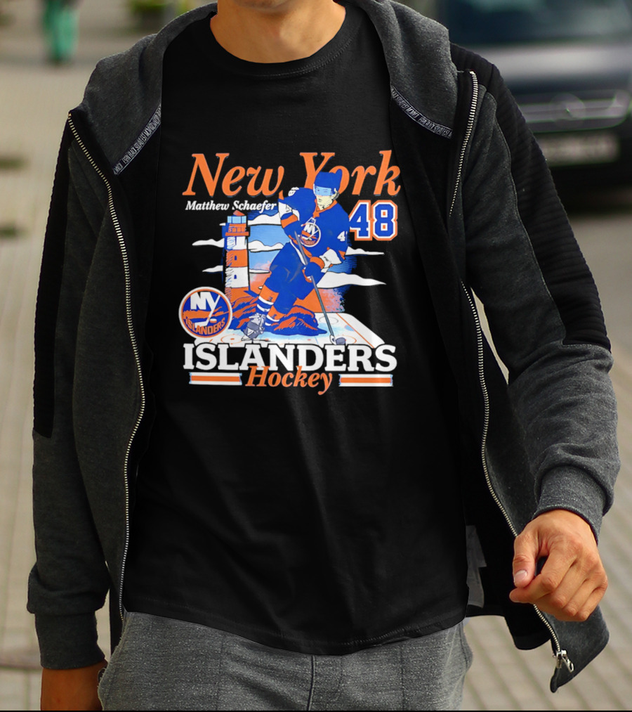 New York Islanders Matthew Schaefer 48 Hockey Team T-Shirt
