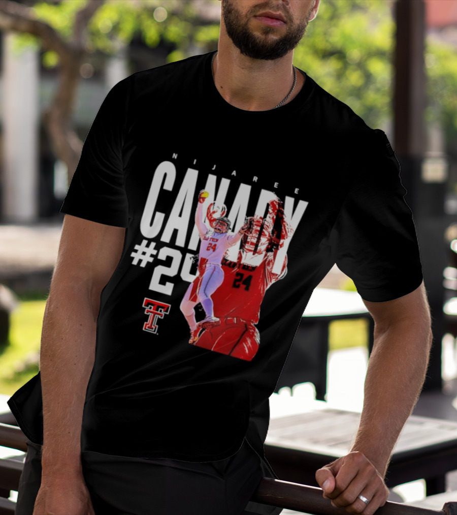 NiJaree Canady 24 Texas Tech Softball Player Pose With Team T-Shirt