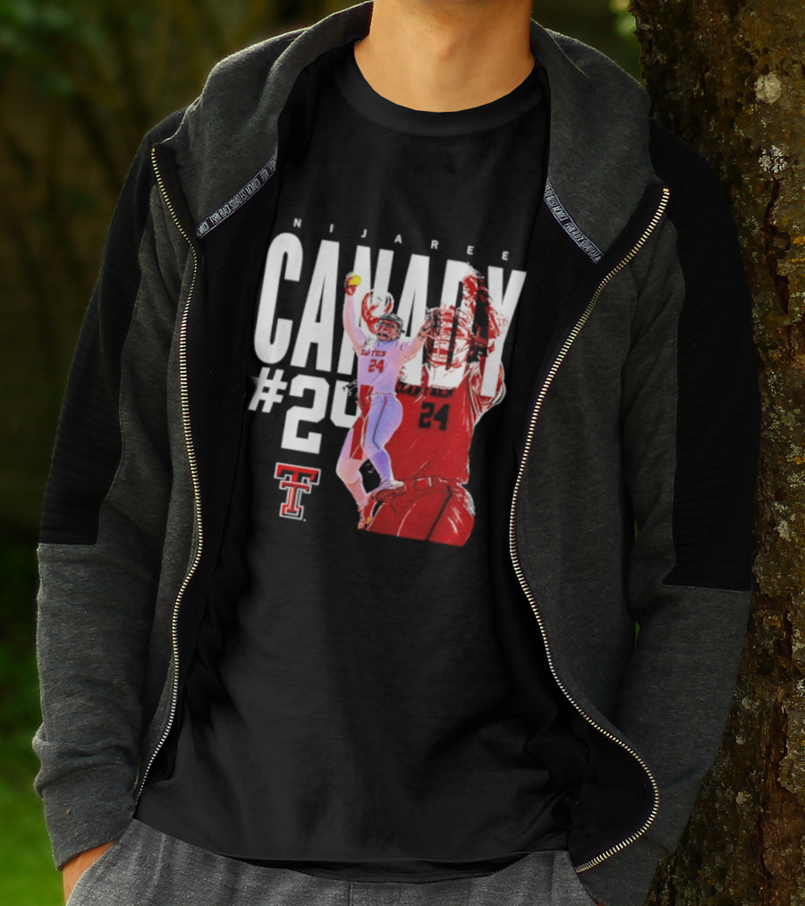 NiJaree Canady 24 Texas Tech Softball Player Pose With Team T-Shirt