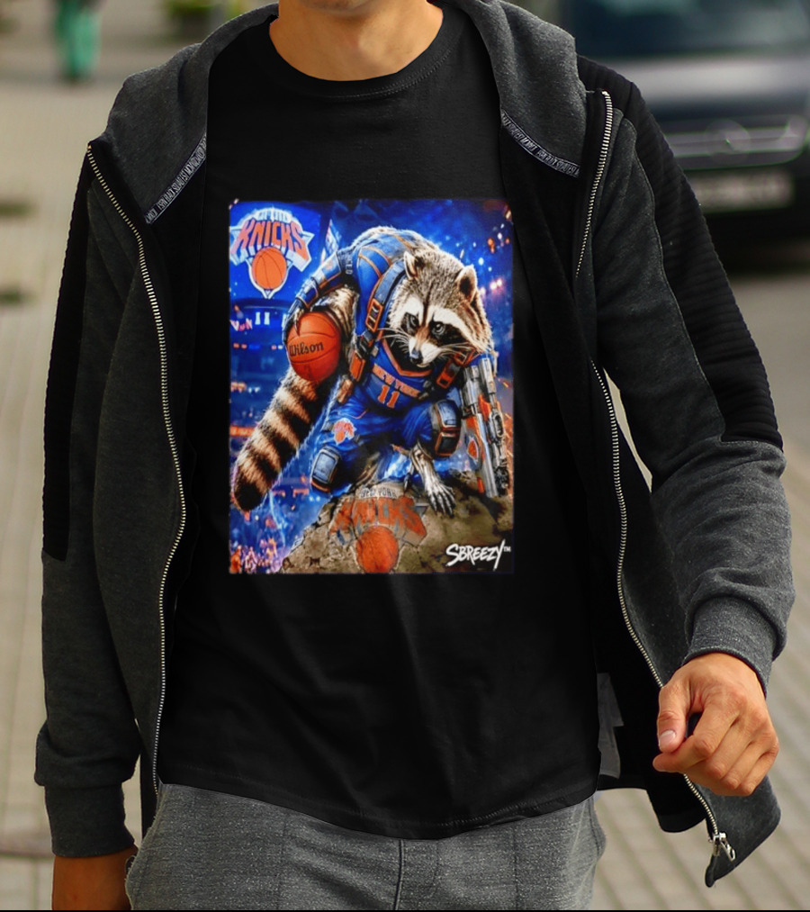 Rocket Raccoon New York Knicks NBA Basketball 11 S Breezy Wilson T-Shirt
