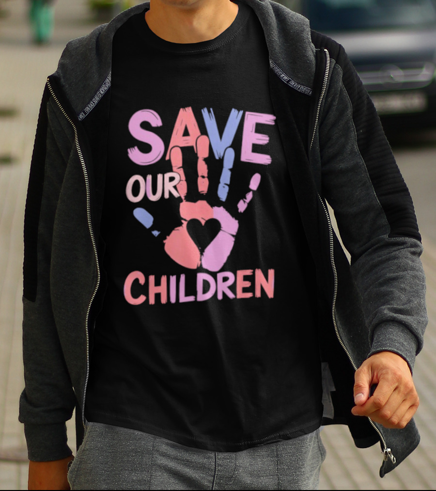 Save Our Children End Human Trafficking Awareness Handprint Heart T-Shirt