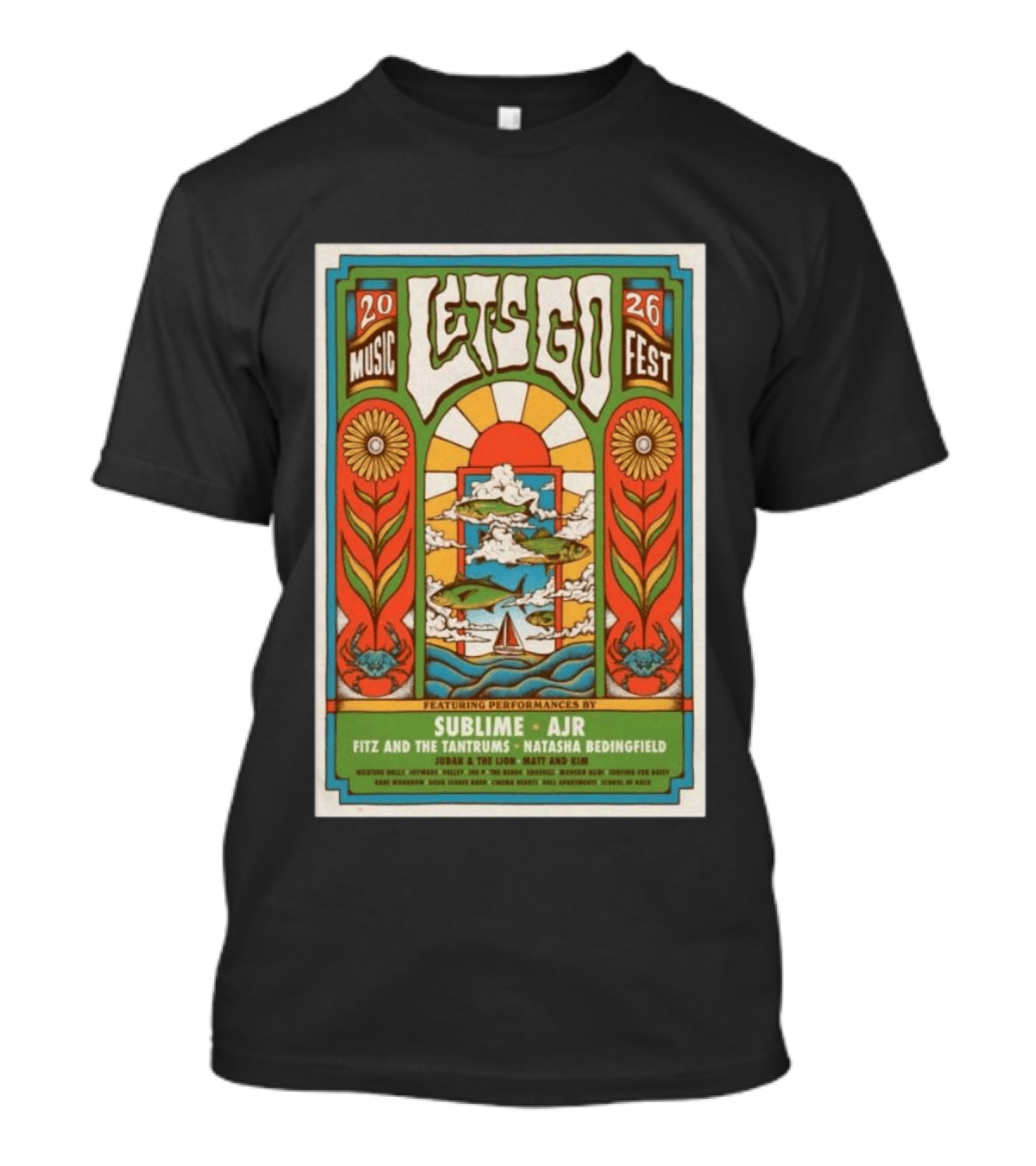 Let's Go Music Fest 2026 Crownsville MD Featuring Sublime AJR Fitz And The Tantrums Natasha Bedingfield Judah And The Lion Matt And Kim T-Shirt