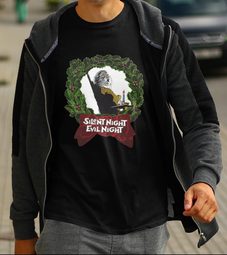 Silent Night Evilnight If This Picture Doesn’t Make Your Skin Crawl It’s On Too Tight 2 Sided T-Shirt