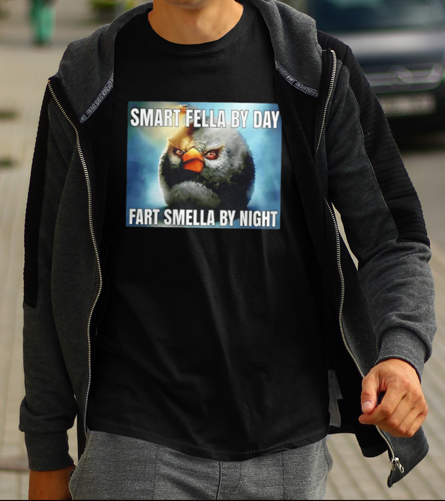 Smart Fella By Day Fart Smella By Night Funny Bird Meme T-Shirt