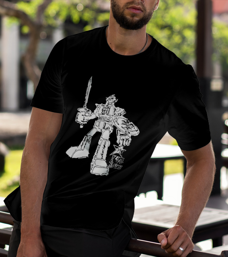 Yes Eye See Robot With Sword Shield Star T-Shirt