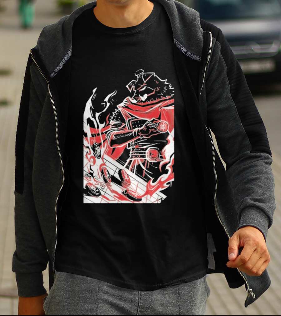 Technoblade Of War Gamer Tribute Epic Medieval Style Scarf And Flames T-Shirt