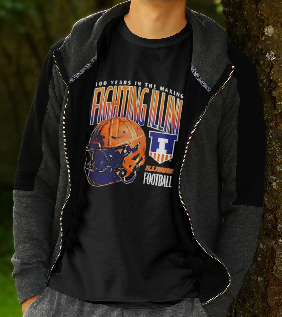 Fighting Illini 100 Years In The Making 2023 Illinois Football Helmet T-Shirt