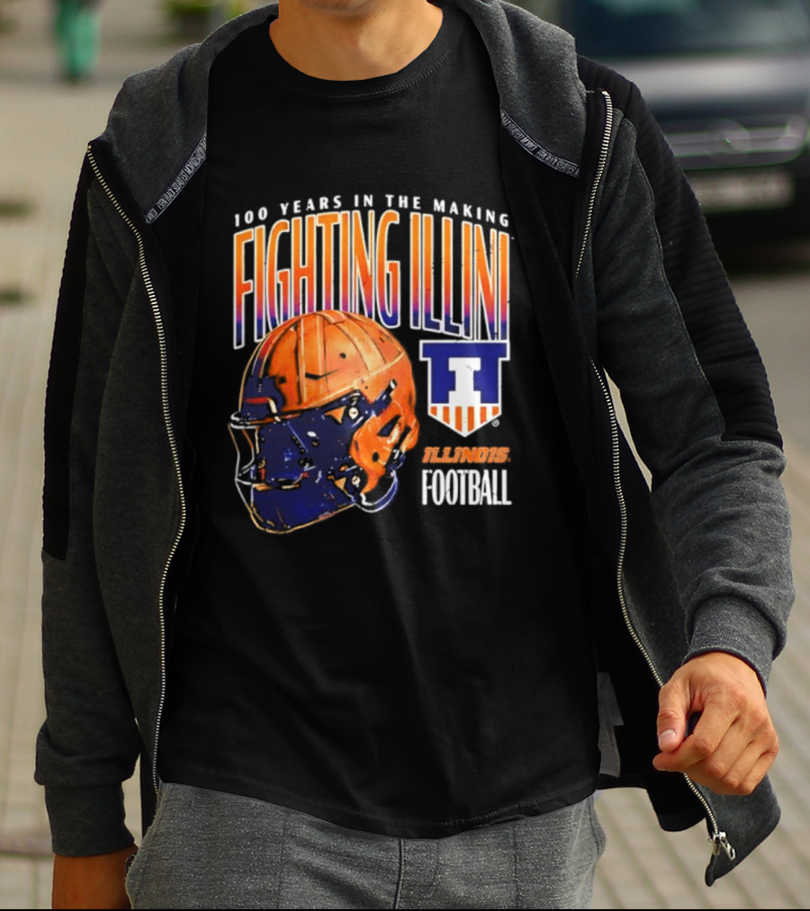 Fighting Illini 100 Years In The Making 2023 Illinois Football Helmet T-Shirt