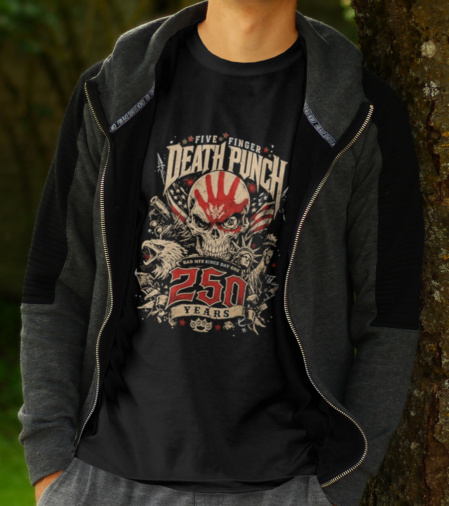 Five Finger Death Punch American Independence Day 250 Years Anniversary Skull Handprint T-Shirt
