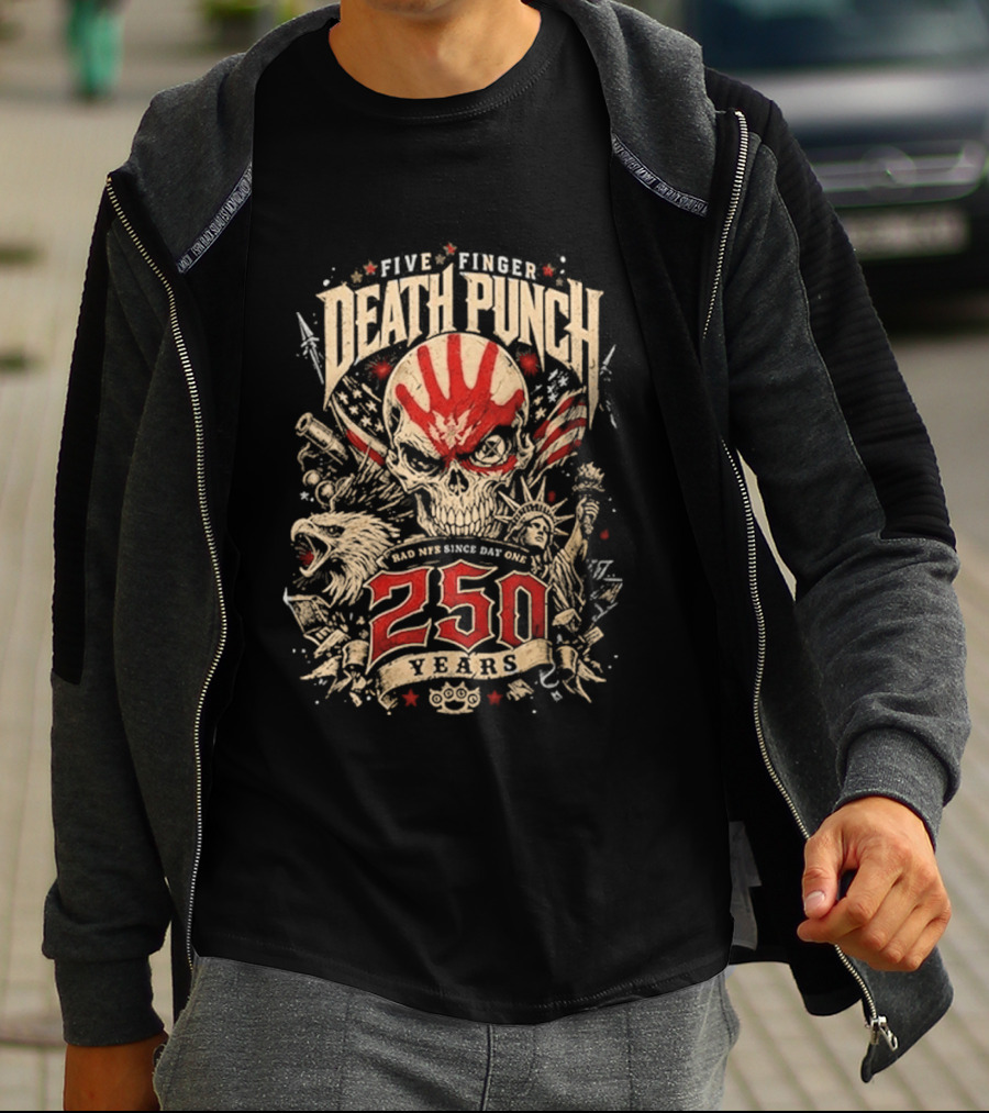 Five Finger Death Punch American Independence Day 250 Years Anniversary Skull Handprint T-Shirt