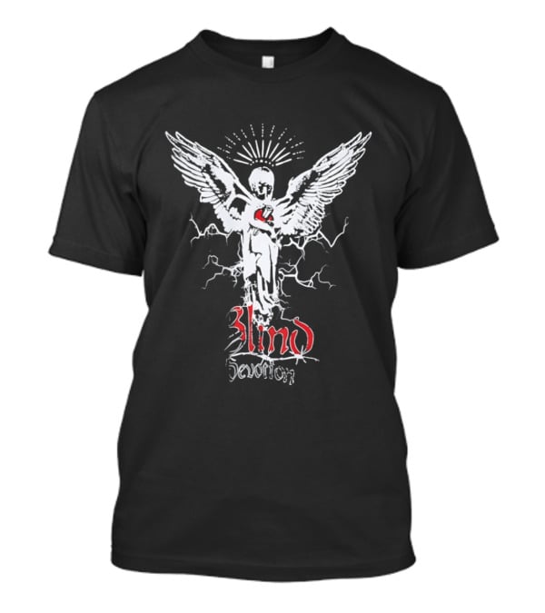 Blind Devotion Winged Angel With Sacred Heart And Halo T-Shirt