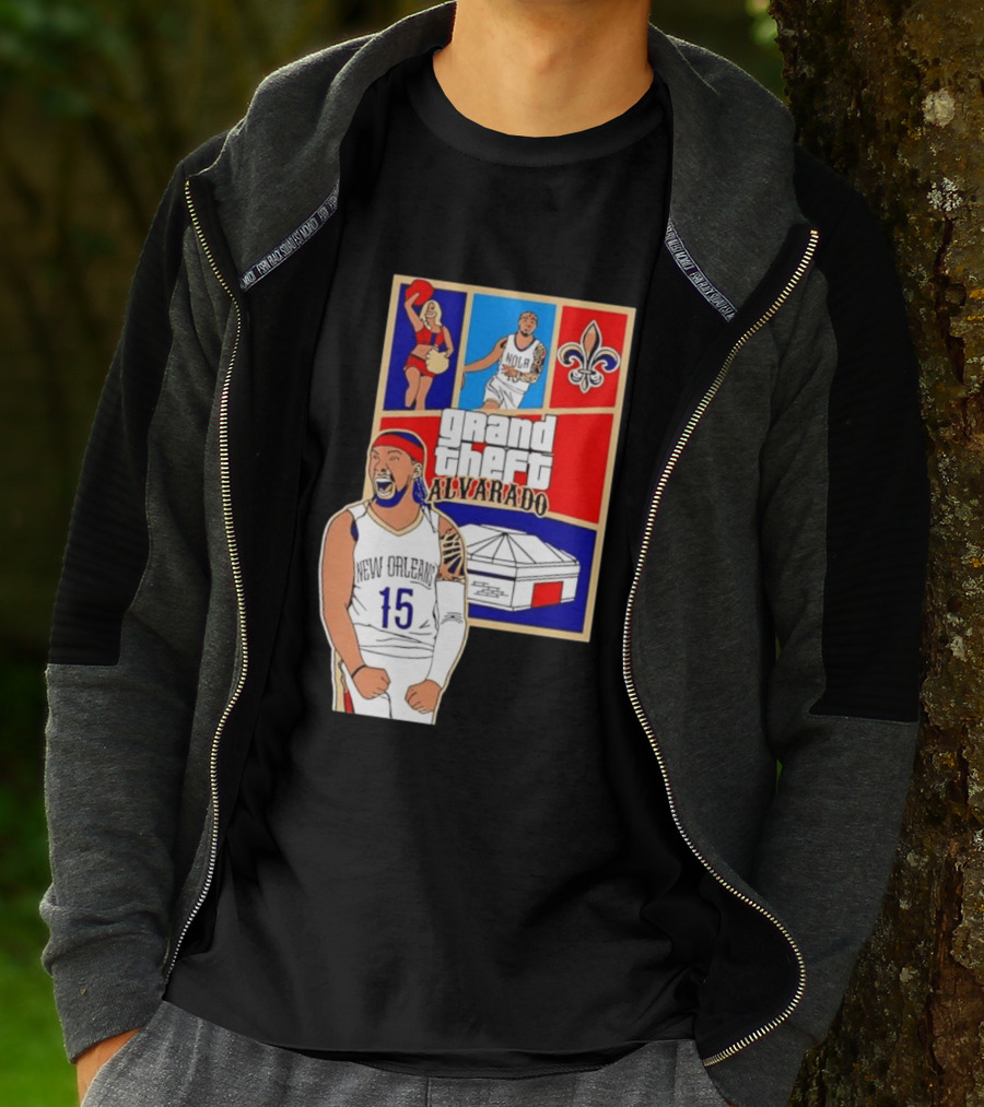 Grand Theft Alvarado New Orleans NOLA 15 Fleur De Lis Basketball T-Shirt